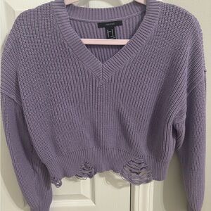 Distressed purple sweater